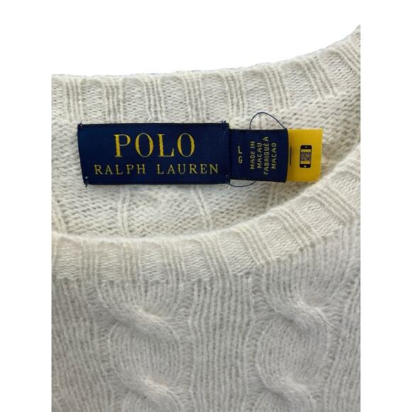 Lauren Ralph Lauren Sweater Womens Large Cream Wool Cashmere Blend Slim Fit - Picture 6 of 15